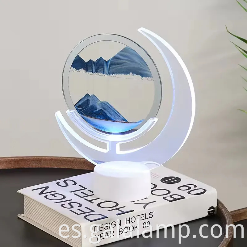 Fascinante lámpara de escritorio de arena que fluye con características de carga coloridas